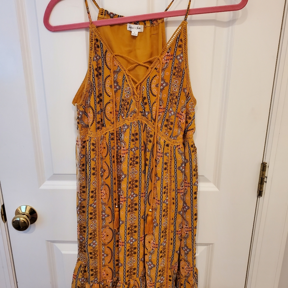 Skylar & Jade golden yellow lace front dress